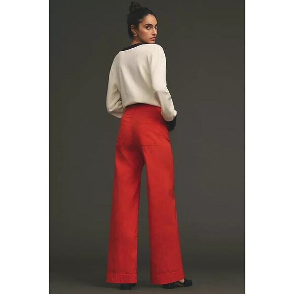 NWT Maeve The Colette Full-Length Wide-Leg Pants Sz 33 Tall Orange Red #7B402 - Picture 4 of 12